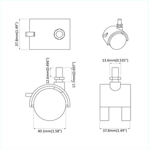 Ruota 2 pcs Nero e Argento 37,8 x 40 mm Ferro e PP 864774