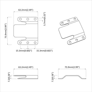 Staffa di Montaggio Flush 2 pcs Argento 75 x 66 mm Acciaio 864837