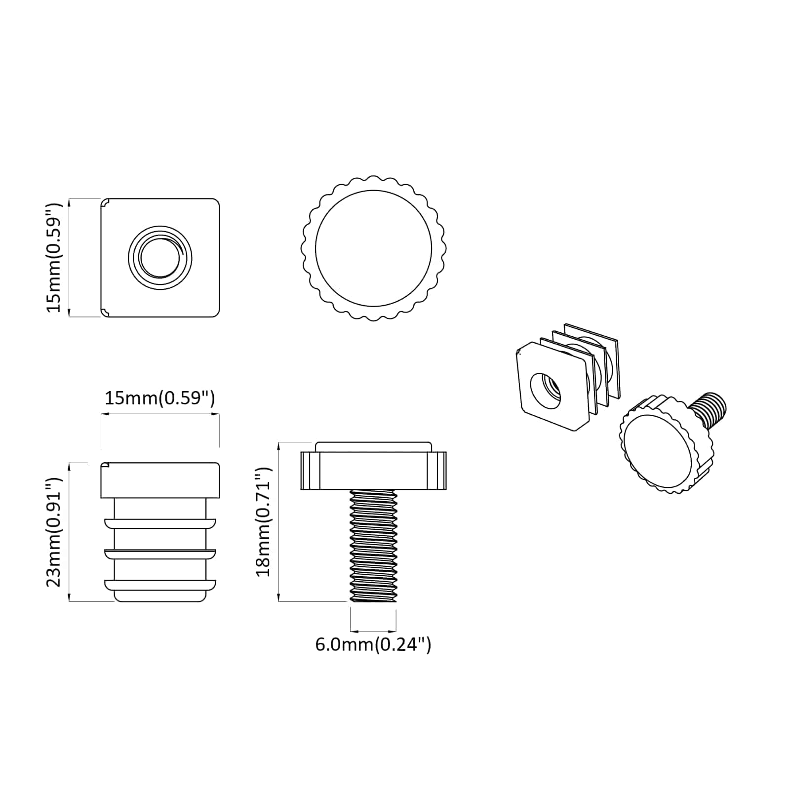 Livellatori per Mobili Regolabile 2 pcs Nero M6 PP 864853
