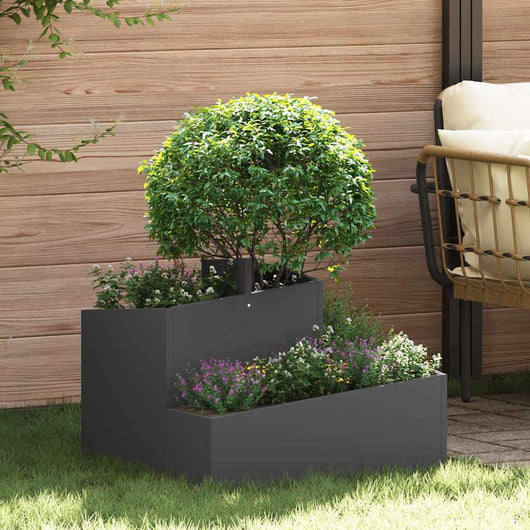 Vaso da giardino-Fioriera Esterno-Contenitore per Piante Nero 60 x 60 x 50 cm Acciaio laminato a freddo
