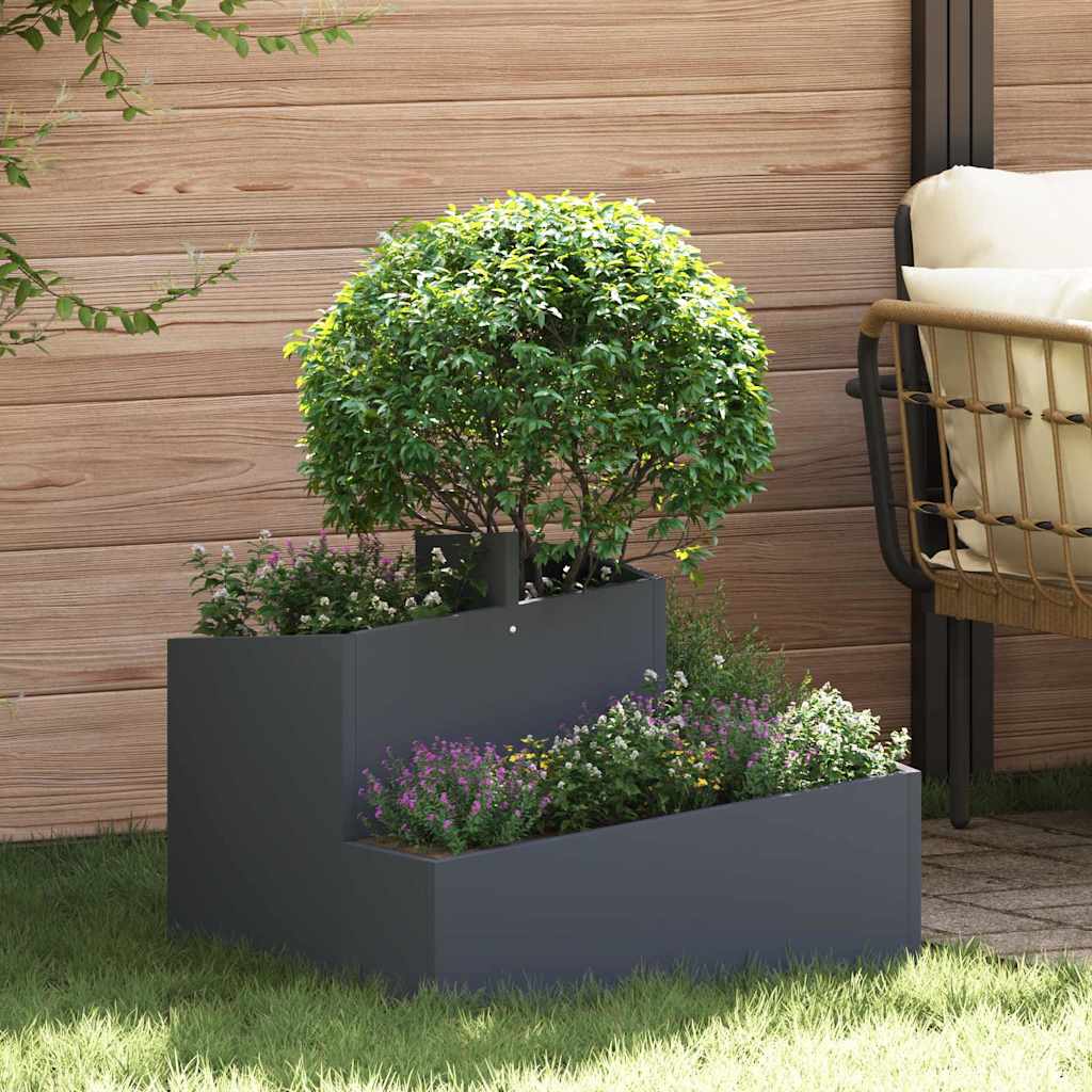Vaso da giardino Antracite 60 x 60 x 50 cm Acciaio 873573