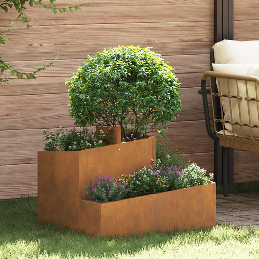 Vaso da giardino-Fioriera Esterno-Contenitore per Piante Marrone 60 x 60 x 50 cm Acciaio CorTen