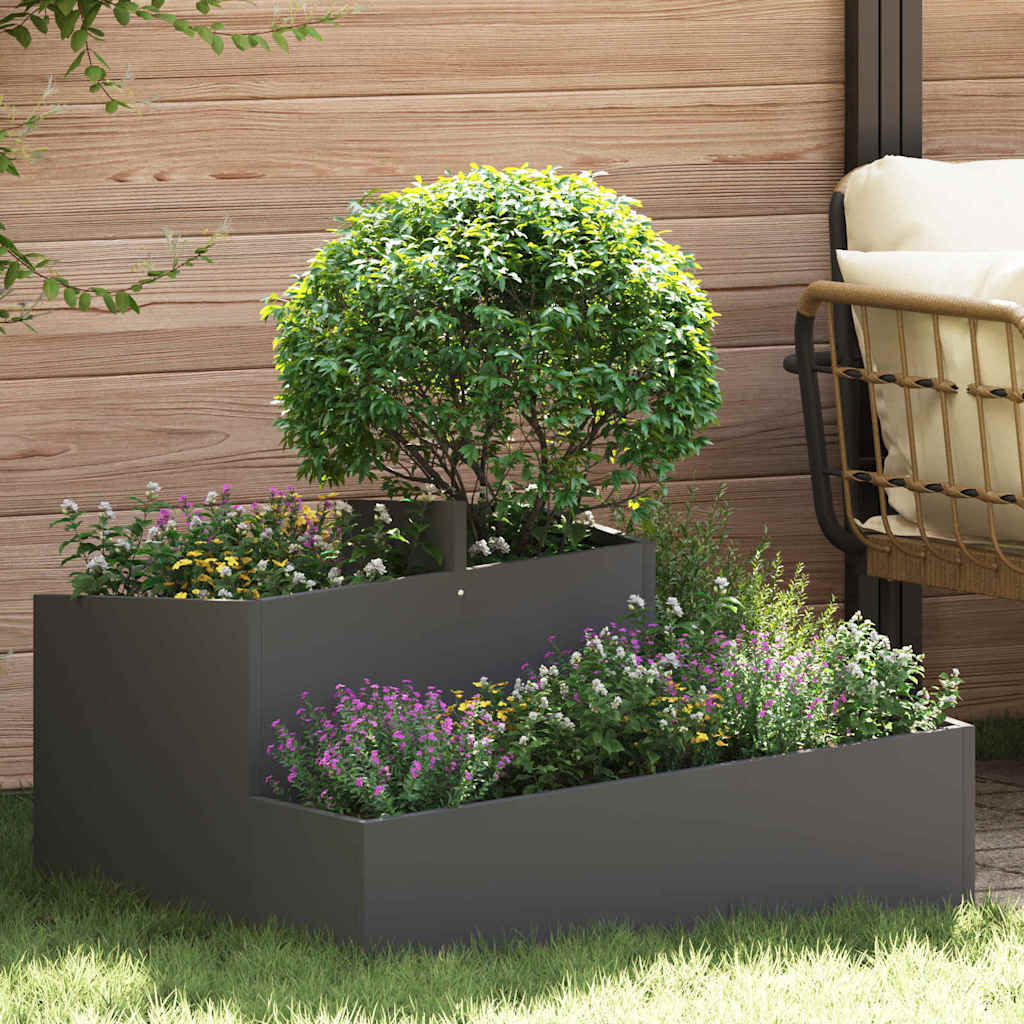 Vaso da giardino-Fioriera Esterno-Contenitore per Piante Nero 80 x 80 x 50 cm Acciaio laminato a freddo