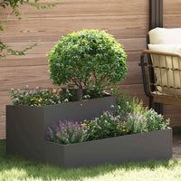 Vaso da giardino-Fioriera Esterno-Contenitore per Piante Nero 80 x 80 x 50 cm Acciaio laminato a freddo
