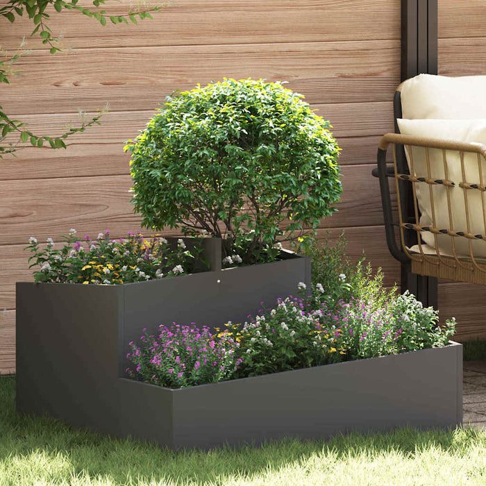 Vaso da giardino-Fioriera Esterno-Contenitore per Piante Nero 80 x 80 x 50 cm Acciaio laminato a freddo