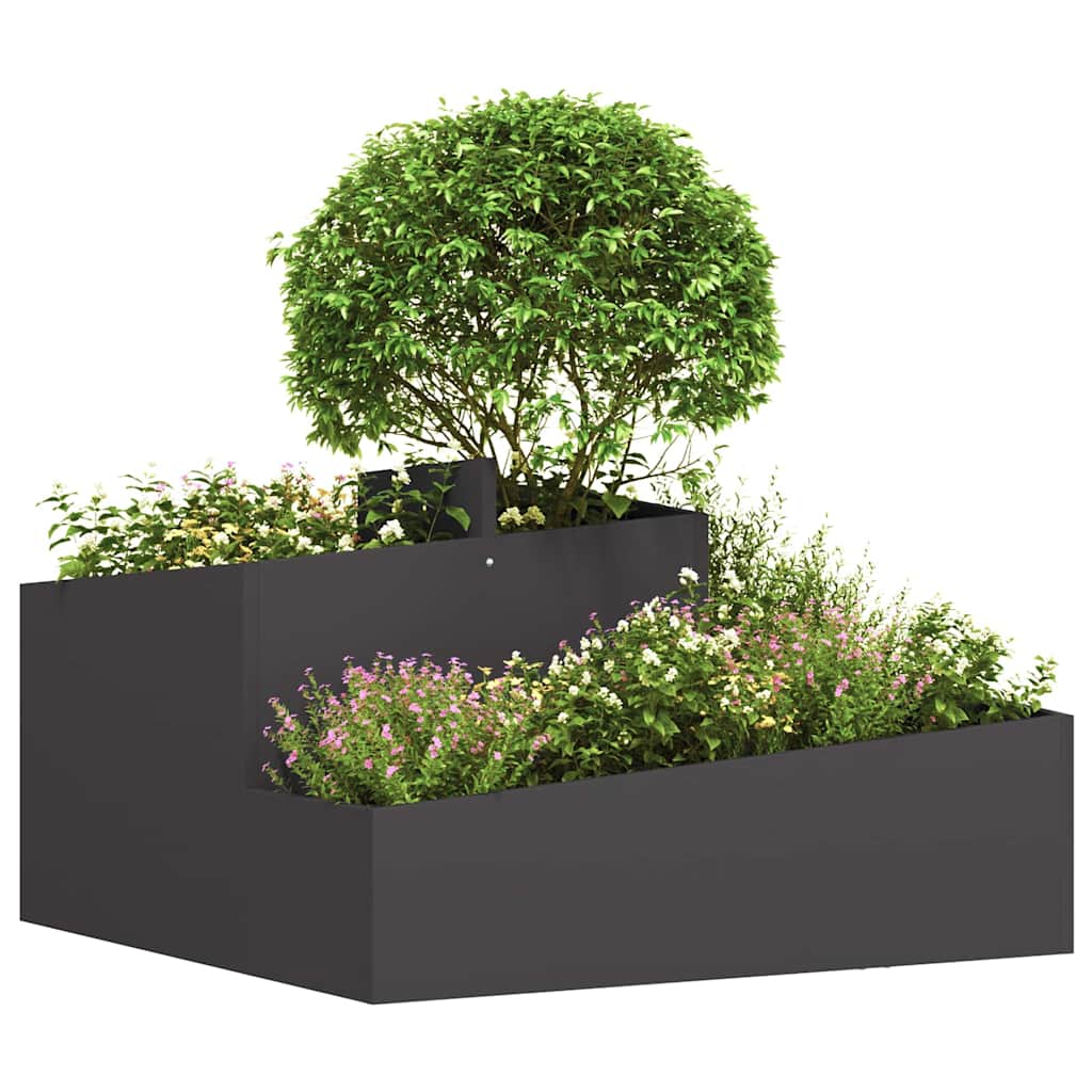 Vaso da giardino-Fioriera Esterno-Contenitore per Piante Nero 80 x 80 x 50 cm Acciaio laminato a freddo