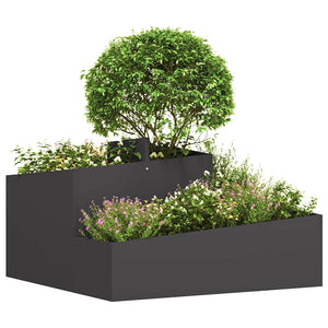 Vaso da giardino-Fioriera Esterno-Contenitore per Piante Nero 80 x 80 x 50 cm Acciaio laminato a freddo