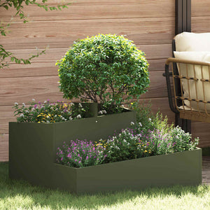 Vaso da giardino-Fioriera Esterno-Contenitore per Piante Verde oliva 80 x 80 x 50 cm