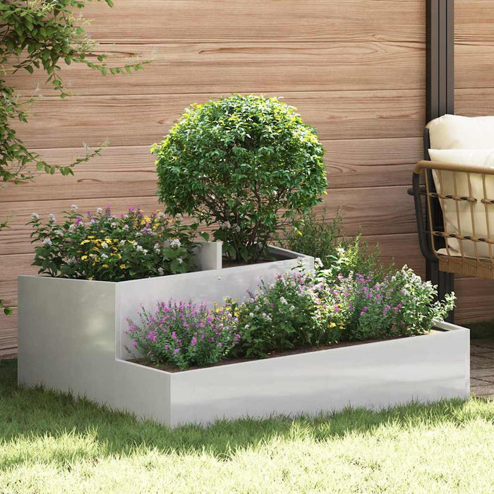 Vaso da giardino-Fioriera da Esterno-Contenitore per Piante Argento 100 x 100 x 50 cm Acciaio inossidabile