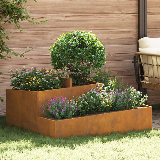 Vaso da giardino-Fioriera Esterno-Contenitore per Piante Marrone 100 x 100 x 50 cm Acciaio CorTen