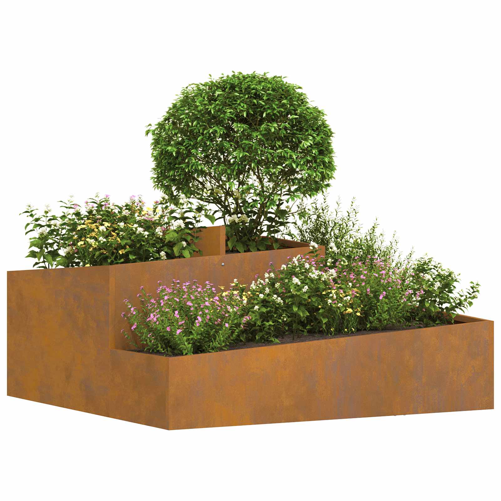 Vaso da giardino-Fioriera Esterno-Contenitore per Piante Marrone 100 x 100 x 50 cm Acciaio CorTen