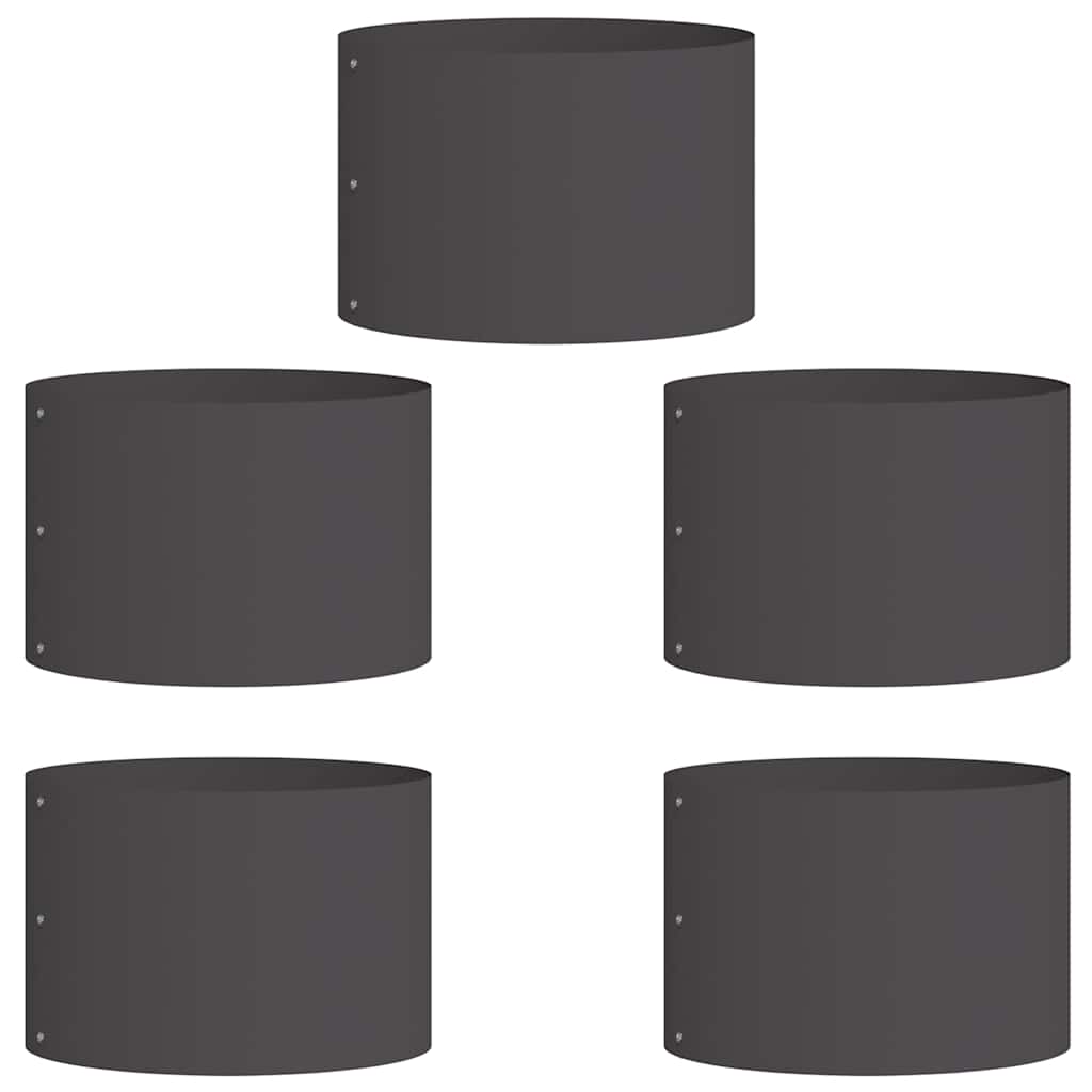 Vasi da giardino 5 pcs Nero 30 x 30 x 20 cm Acciaio 873593