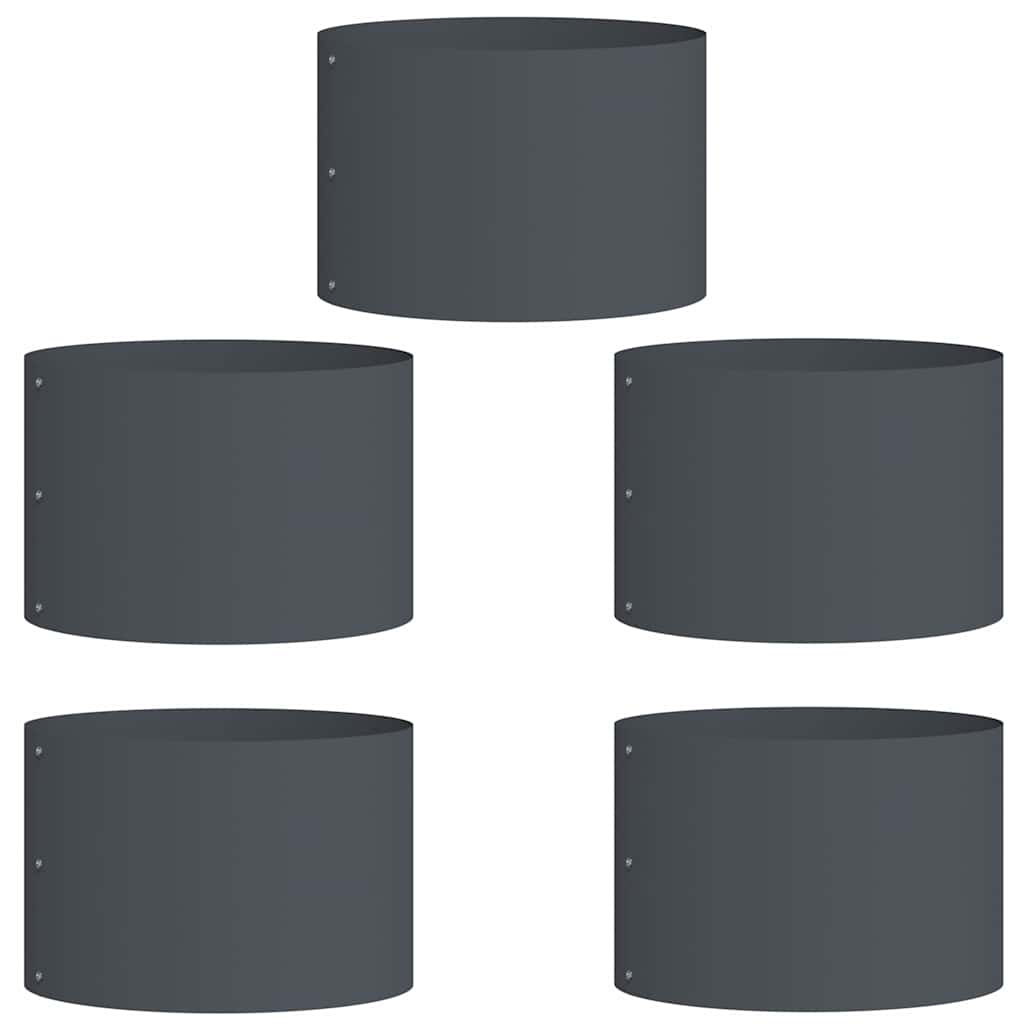 vidaXL Vasi da giardino 5 pcs Antracite 30 x 30 x 20 cm Acciaio