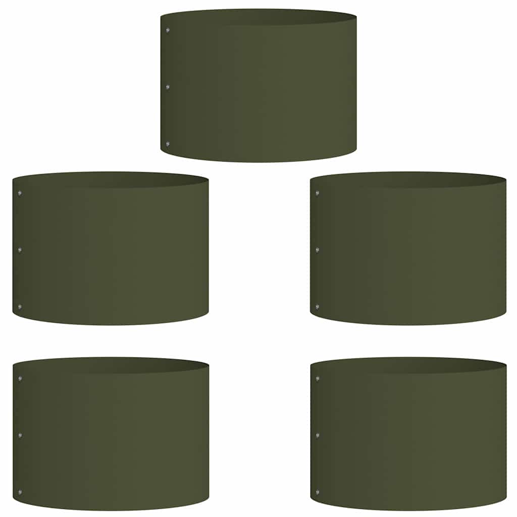 Vasi da giardino 5 pcs Oliver verde 30 x 30 x 20 cm Acciaio 873599
