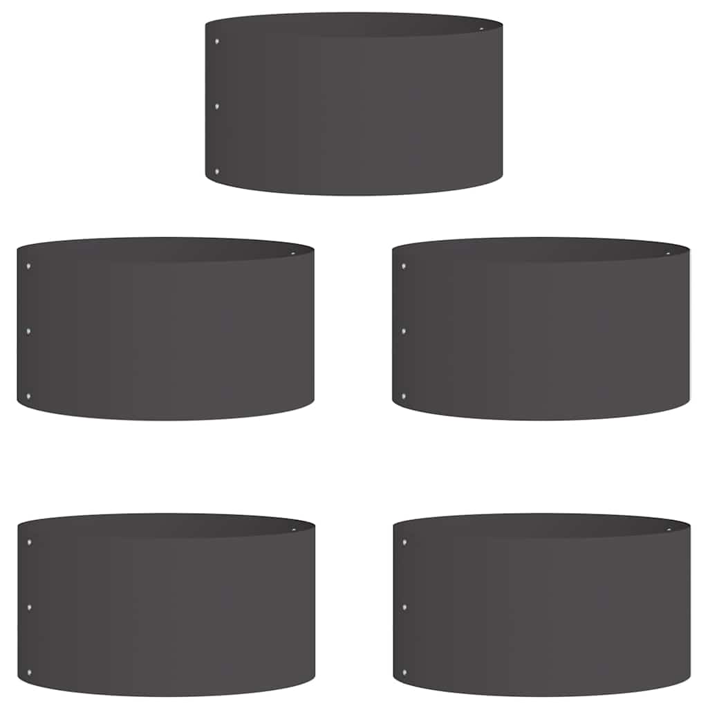 Vasi da giardino 5 pcs Nero 40 x 40 x 20 cm Acciaio 873607