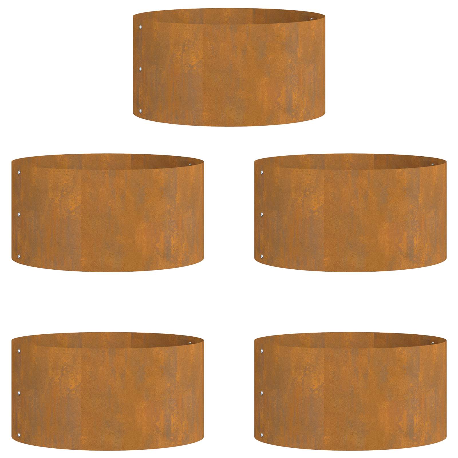 Anello per vaso 5 pz-Set di 5 Supporto per Vaso Marrone 40 x 40 x 20 cm Acciaio CorTen