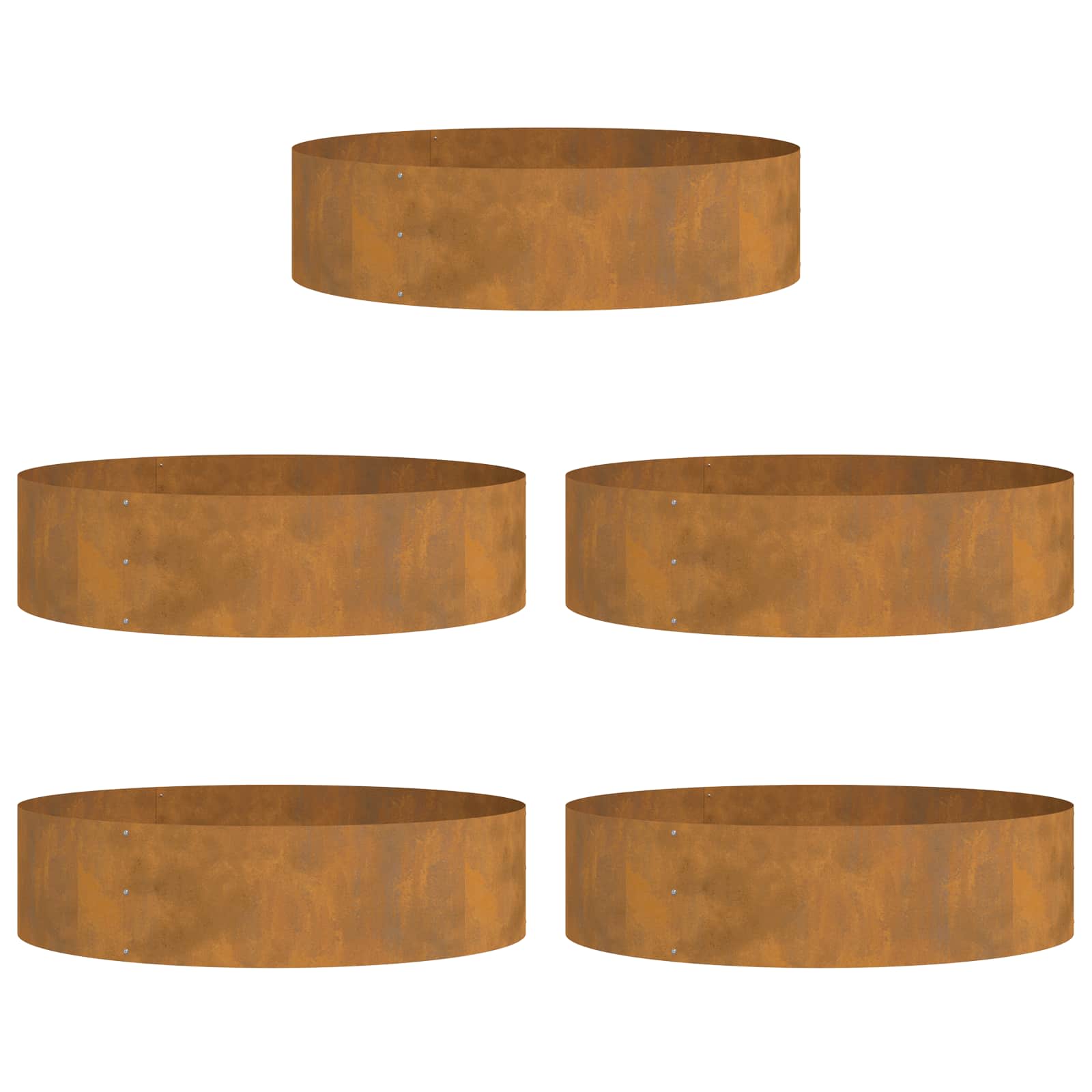 Anello per vaso 5 pz-Set di 5 Supporto per Vaso Marrone 80 x 80 x 20 cm Acciaio CorTen