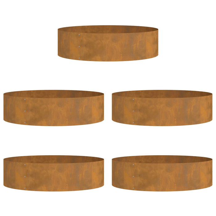Anello per vaso 5 pz-Set di 5 Supporto per Vaso Marrone 80 x 80 x 20 cm Acciaio CorTen