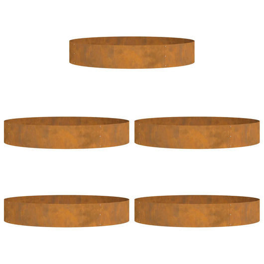 Anello per vaso 5 pz-Set di 5 Supporto per Vaso Marrone 120 x 120 x 20 cm Acciaio CorTen