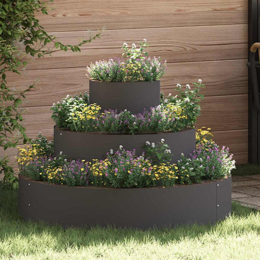 Vaso da giardino-Fioriera Esterno-Contenitore per Piante Nero 90 x 90 x 20 cm Acciaio laminato a freddo