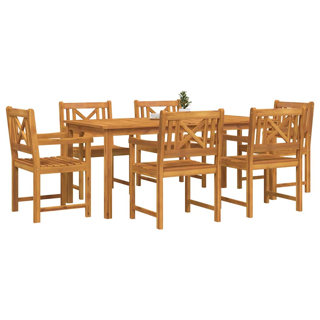 Set da pranzo da giardino 7 pcs Legno naturale 180 x 90 x 75 cm 3375660