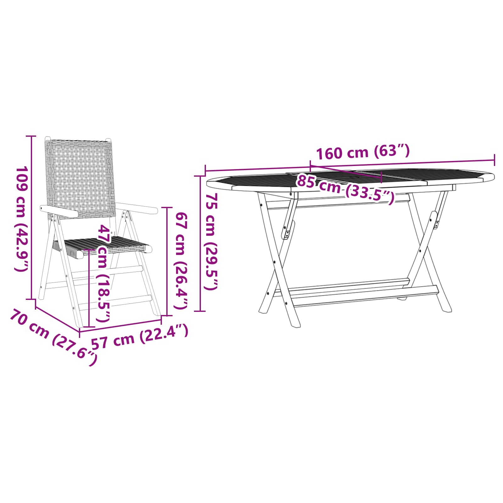 Set da Pranzo per Giardino 7 pcs Beige 3375735