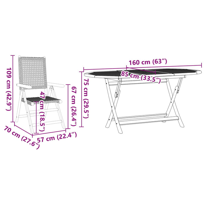 Set da Pranzo per Giardino 7 pcs Beige 3375735