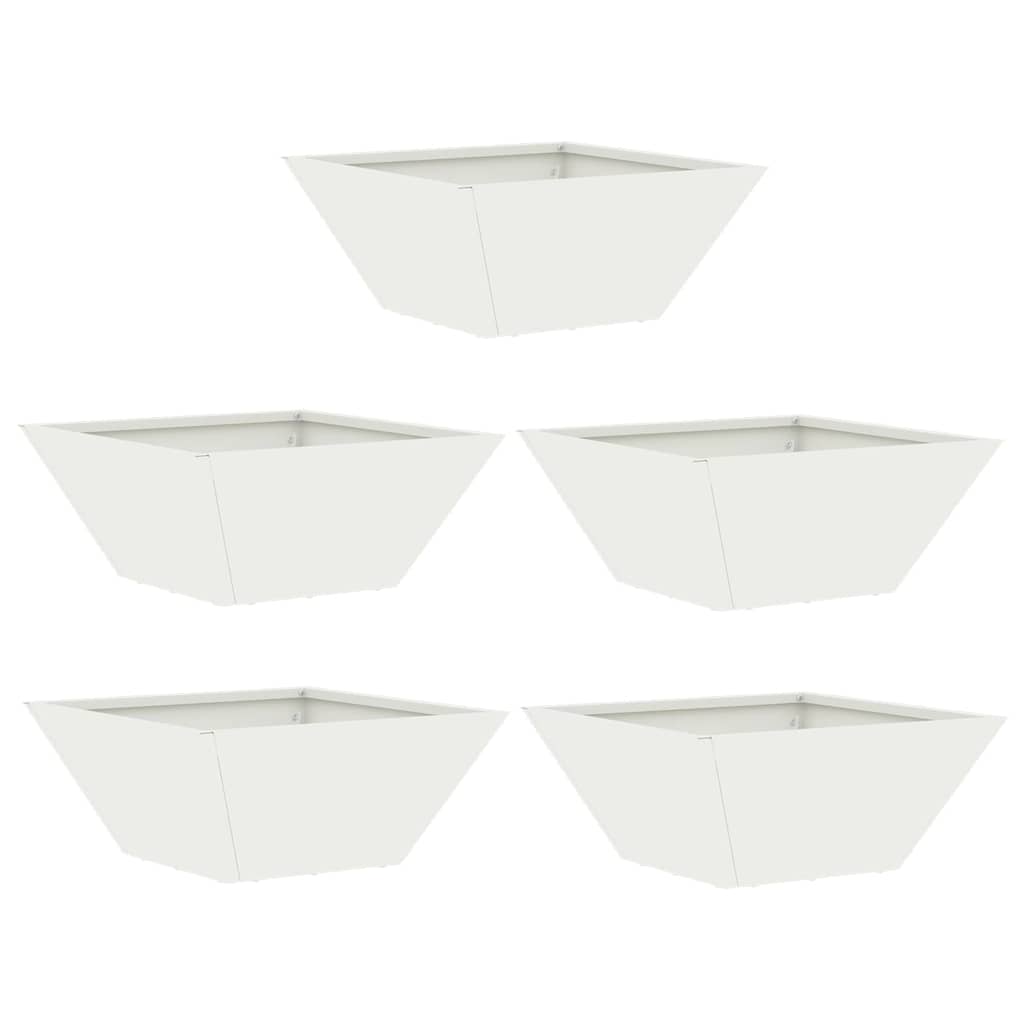 Set di Vasi da Giardino  5 pcs Bianchi 35x35x15 cm in Acciaio. 873799