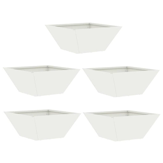 Set di Vasi da Giardino  5 pcs Bianchi 35x35x15 cm in Acciaio. 873799