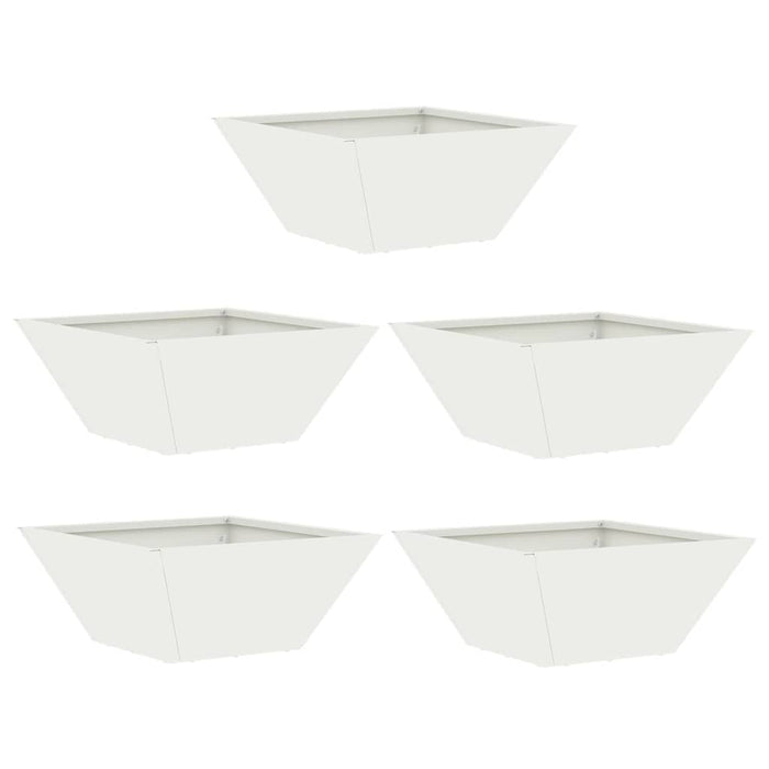 Set di Vasi da Giardino  5 pcs Bianchi 35x35x15 cm in Acciaio. 873799