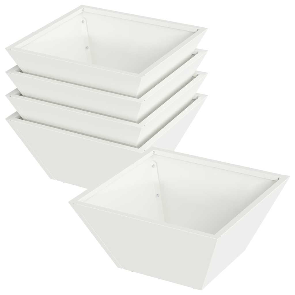 Vaso da giardino 5 pz-Set di 5 Fioriera da Esterno-Contenitore per Piante Bianco 35 x 35 x 15 cm