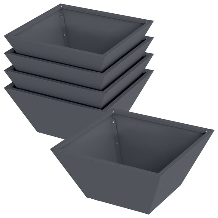 vidaXL Vaso a Ciotola da Giardino 5 pcs Antracite 35 x 35 x 15 cm