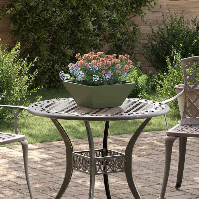 Vaso da giardino verde oliva 35x35x15 cm in acciaio di 873802