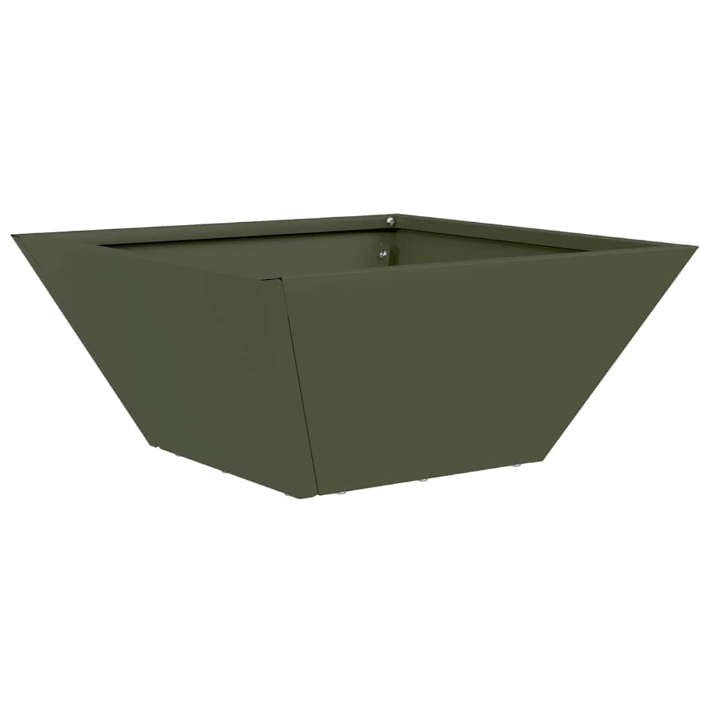 Vaso da giardino verde oliva 35x35x15 cm in acciaio di 873802