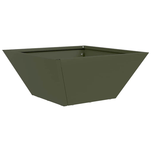 Vaso da giardino verde oliva 35x35x15 cm in acciaio di 873802