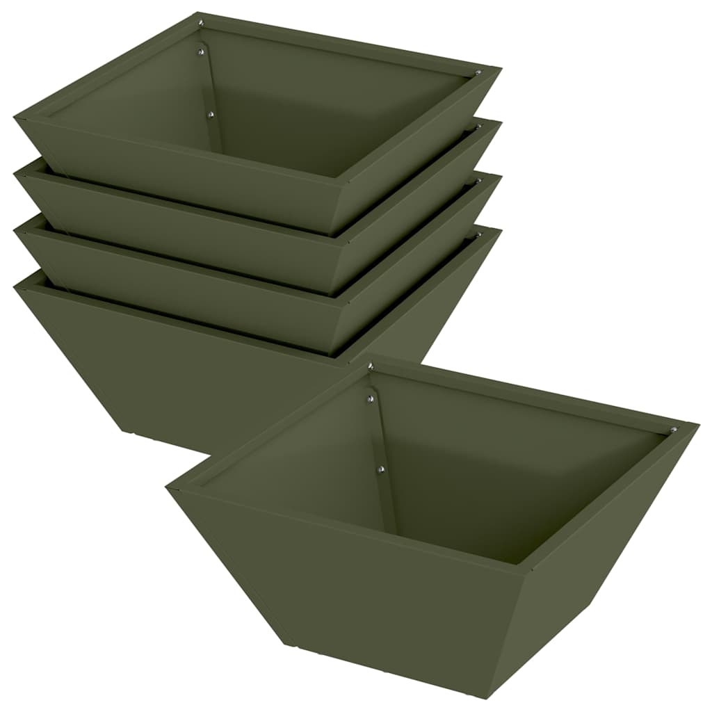 vidaXL Vaso a Ciotola da Giardino 5 pcs Oliver verde 35 x 35 x 15 cm