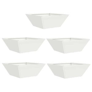 Vasi da giardino a ciotola , 5 pezzi bianchi, 40x40x15 cm in acciaio. 873813