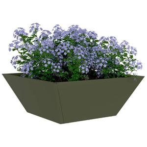 Ciotole per Giardino - 5 pz Verde Oliva (40x40x15 cm) in Acciaio. 873817