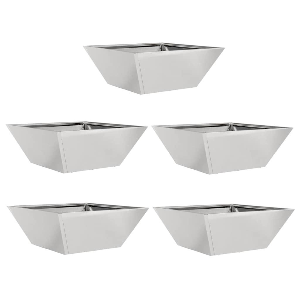 Set di 5 Ciotole da Giardino - Vasi 40x40x15 cm in Acciaio Inossidabile 873819