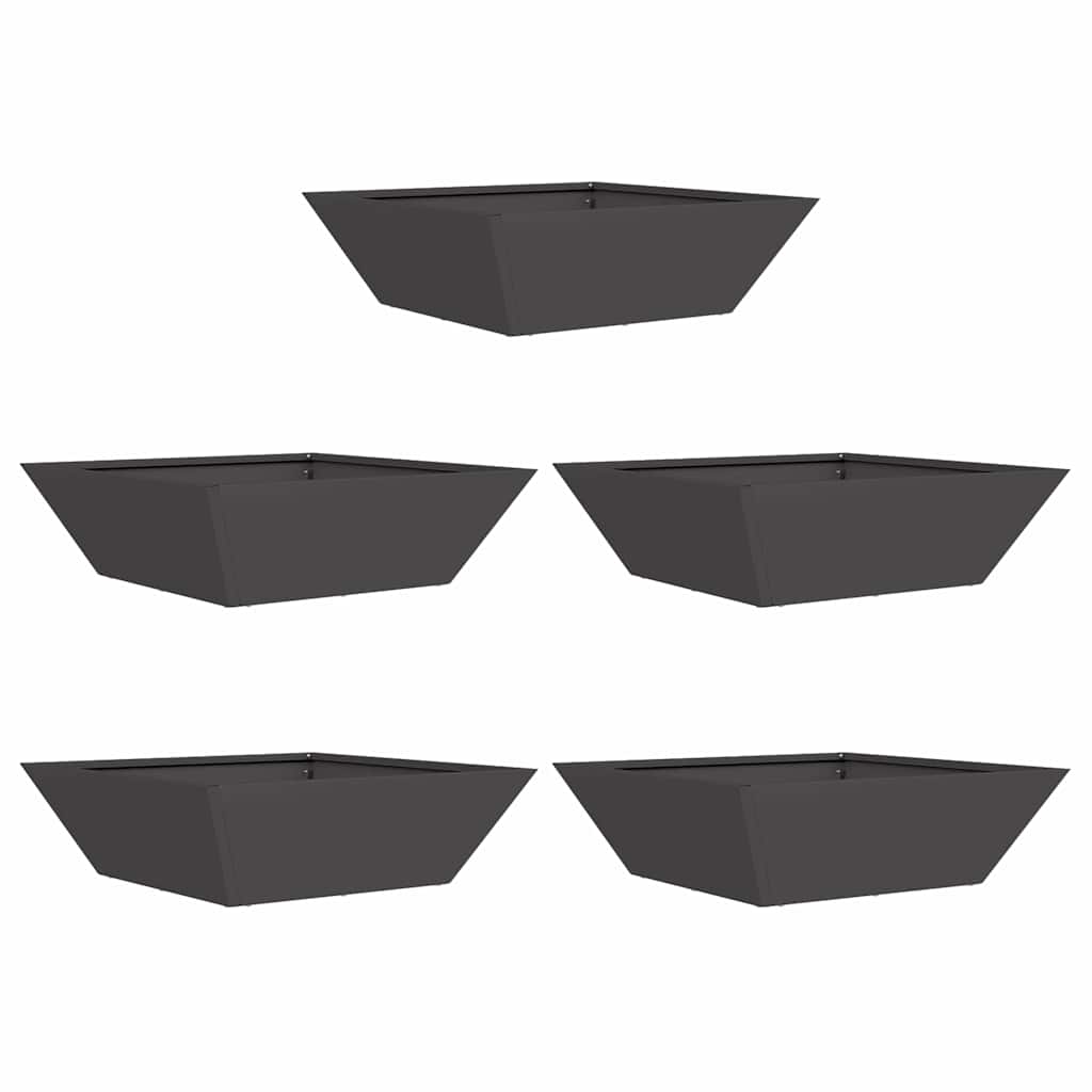 Vasi da giardino a ciotola , 5 pezzi neri, misure 50x50x15 cm in acciaio. 873825