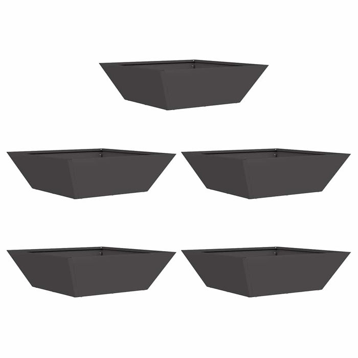 Vasi da giardino a ciotola , 5 pezzi neri, misure 50x50x15 cm in acciaio. 873825