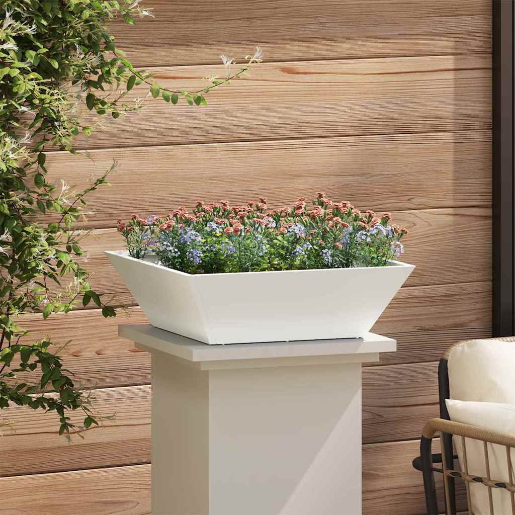 vidaXL Vaso a Ciotola da Giardino 5 pcs Bianco 50 x 50 x 15 cm Acciaio