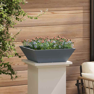 Vaso da Giardino Antracite  50x50x15 cm in Acciaio 873828