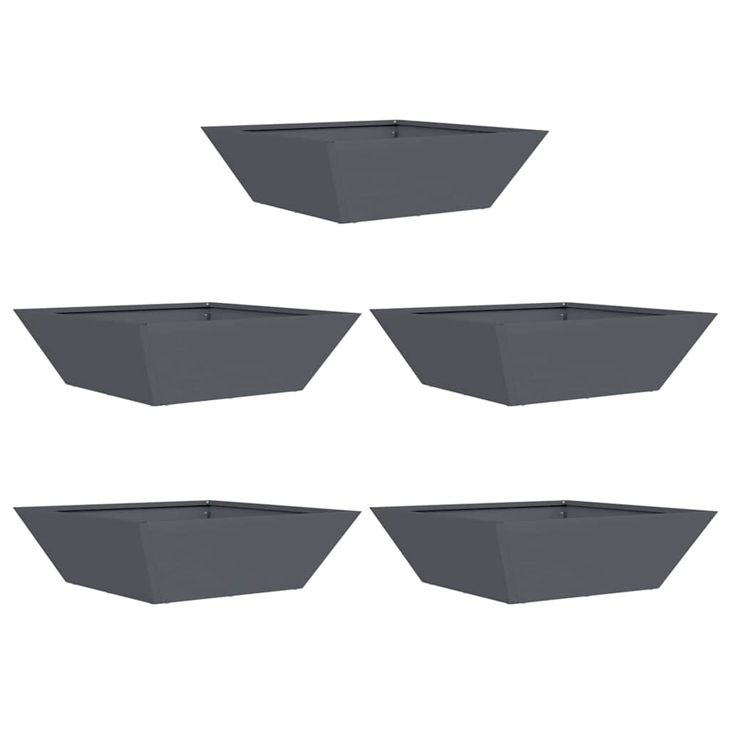 Vasi da giardino a ciotola , 5 pezzi, antracite, 50x50x15 cm in acciaio. 873829