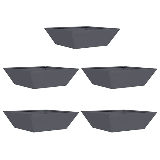 Vasi da giardino a ciotola , 5 pezzi, antracite, 50x50x15 cm in acciaio. 873829