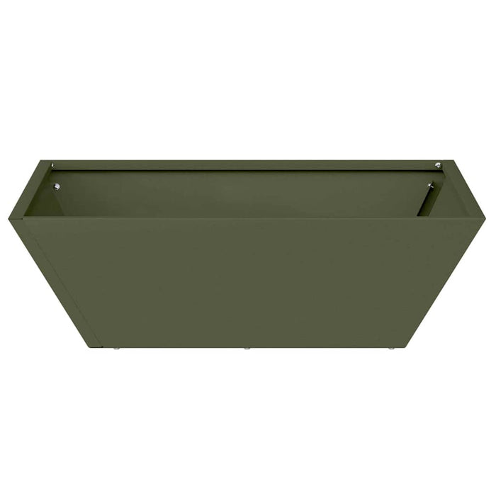 Vaso da Giardino Verde Oliva 50x50x15 cm in Acciaio 873830