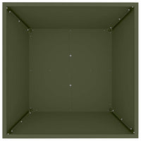 Vaso da Giardino Verde Oliva 50x50x15 cm in Acciaio 873830