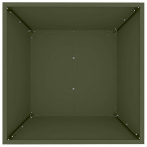 Vaso da Giardino Verde Oliva 50x50x15 cm in Acciaio 873830