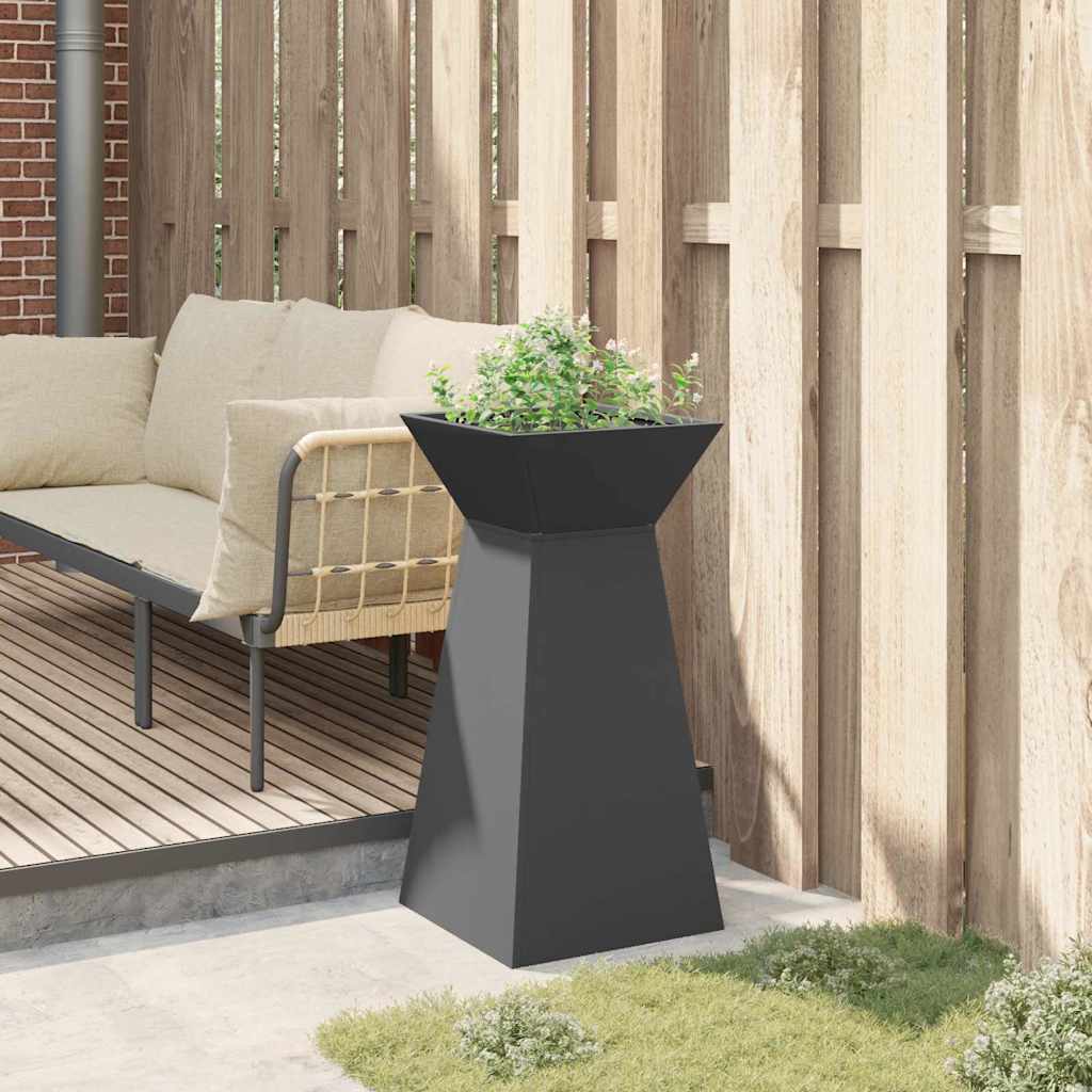 Vaso da giardino  con ciotola nera 35x35x73 cm in acciaio 873838