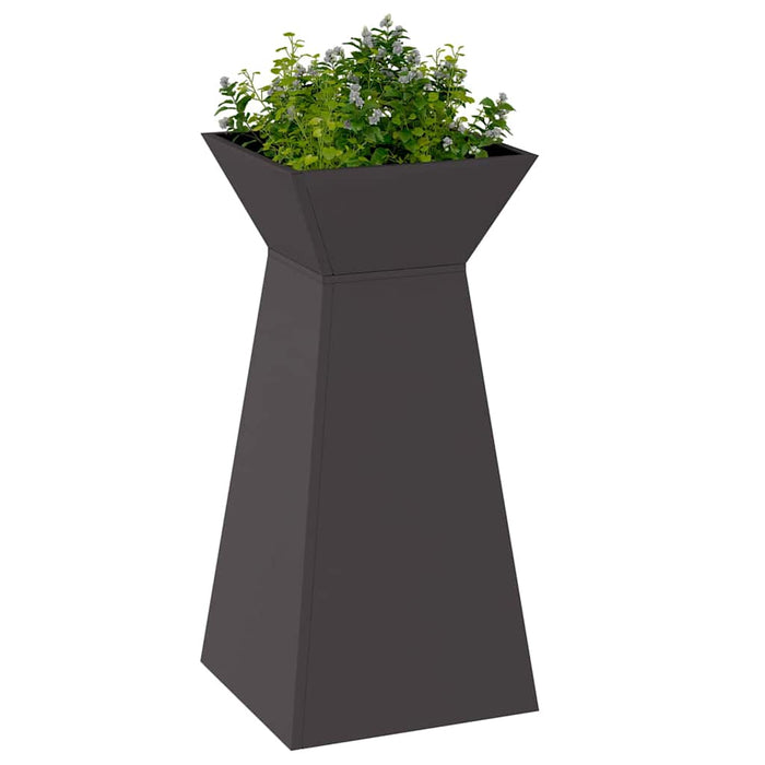 Vaso da giardino  con ciotola nera 35x35x73 cm in acciaio 873838